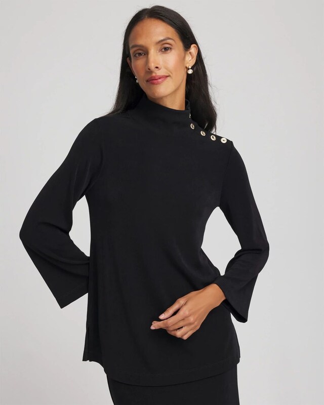 Travelers Button Mockneck Top